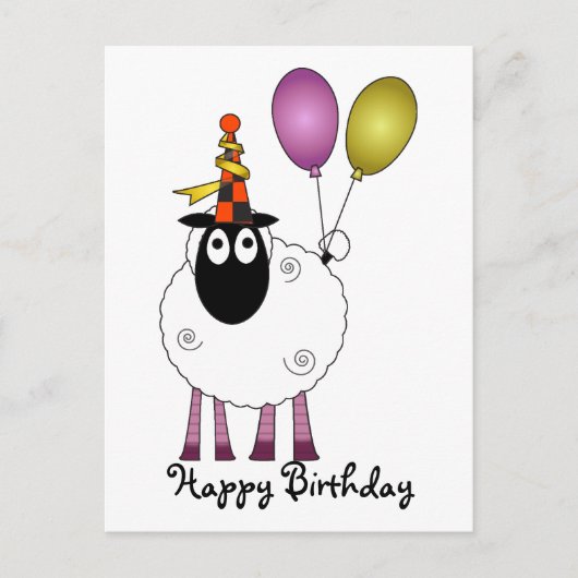 可愛い羊のパーティー時。 インビテーションポストカード (正面)