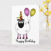 可愛い羊のパーティー時。 カード (黄色い花)