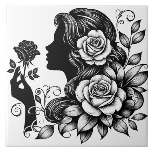 可愛い美しい女性のホームビジネス タイル (正面)