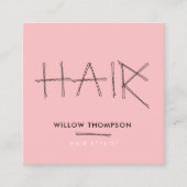 可愛い美容院ブラックピンクボビーピンピン髪 スクエア名刺 (正面)