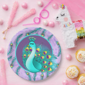 可愛い羽クジャクパーティー ペーパープレート (パーティー)