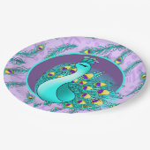 可愛い羽クジャクパーティー ペーパープレート (アングル)