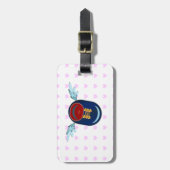 可愛い翼の靴の漫画&ピンクのハート ラゲッジタグ (正面縦)