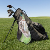 可愛い耳の垂れたウサギ ゴルフタオル (グリーン)