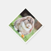 可愛い耳の垂れたウサギ スタンダードカクテルナプキン (角)