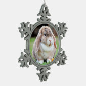 可愛い耳の垂れたウサギ スノーフレークピューターオーナメント (左)