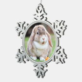 可愛い耳の垂れたウサギ スノーフレークピューターオーナメント (右)