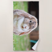 可愛い耳の垂れたウサギ ビーチタオル (正面)