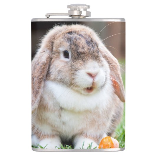 可愛い耳の垂れたウサギ フラスク (正面)