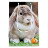 可愛い耳の垂れたウサギ ミディアムペーパーバッグ (裏面)
