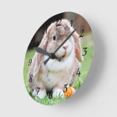 可愛い耳の垂れたウサギ ラウンド壁時計 (傾斜)