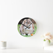 可愛い耳の垂れたウサギ ラウンド壁時計 (ホーム)