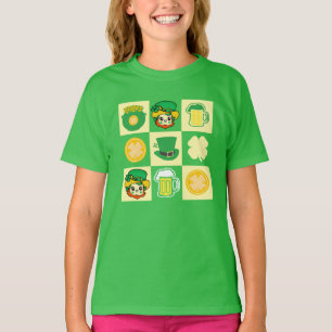 可愛い聖パトリックの日チェッカーボードキッズTシャツ Tシャツ
