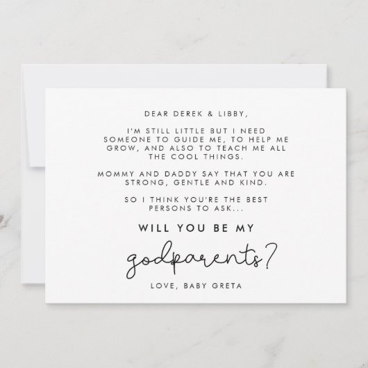 可愛い脚本ゴッドペアレント提案カード 招待状 (正面)