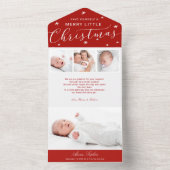 可愛い脚本写真クリスマス誕生発表 オールインワン招待状 (内側)
