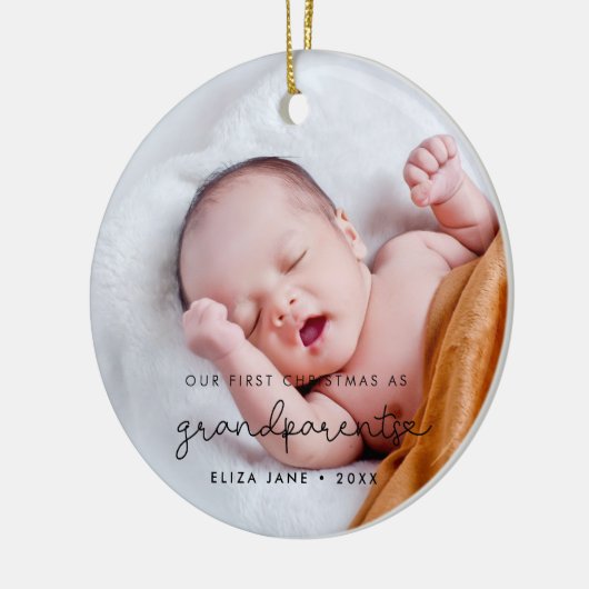 可愛い脚祖父母としての初めてのクリスマス セラミックオーナメント (左)
