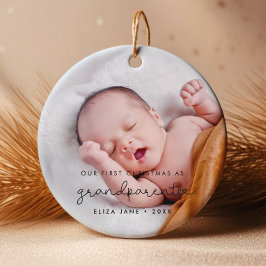 可愛い脚祖父母としての初めてのクリスマス セラミックオーナメント