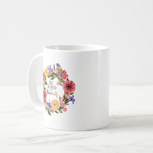 可愛い自分に優しいセルフラブフローラ引用文 コーヒーマグカップ (正面左)