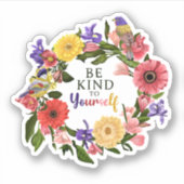 可愛い自分に優しいセルフラブフローラ引用文 シール (正面)