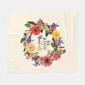 可愛い自分に優しいセルフラブフローラ引用文 フリースブランケット (正面(横))