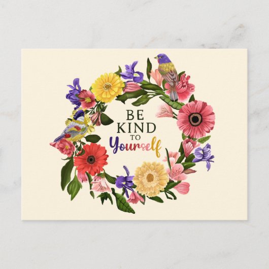 可愛い自分に優しいセルフラブフローラ引用文 ポストカード (正面)