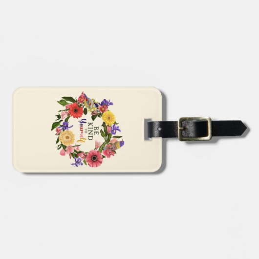 可愛い自分に優しいセルフラブフローラ引用文 ラゲッジタグ (正面横)