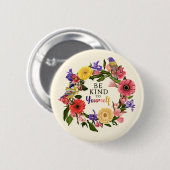 可愛い自分に優しいセルフラブフローラ引用文 缶バッジ (正面&裏面)