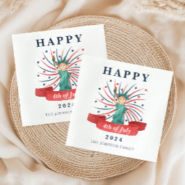 可愛い自由の女神7月4日 スタンダードカクテルナプキン