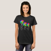 可愛い自閉症啓発 コスチューム パズル デイジー 花 Tシャツ (正面フル)