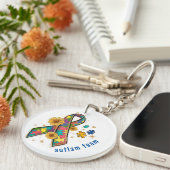 可愛い自閉症意識リボンパズル キーホルダー (正面右)