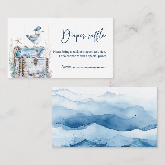 可愛い航海のアホイ赤ちゃんシャワーおむつラッフル エンクロージャーカード (正面/裏面)
