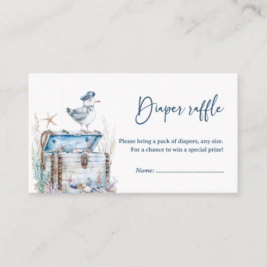 可愛い航海のアホイ赤ちゃんシャワーおむつラッフル エンクロージャーカード (正面)