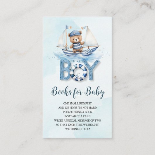 可愛い航海のテディベアベビー本 エンクロージャーカード (正面)