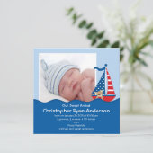 可愛い航海の帆船男の赤ちゃん写真発表 案内状 (スタンド正面)