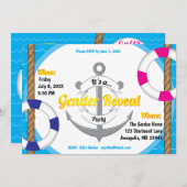 可愛い航海の性別がパーティー投資を明かす 招待状 (正面/裏面)