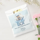 可愛い航海の青いボートテディベア男の子ベイビーシャワー フェイバーバッグ (封をした状態)