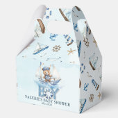 可愛い航海の青いボートテディベア男の子ベイビーシャワー フェイバーボックス (正面)