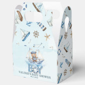 可愛い航海の青いボートテディベア男の子ベイビーシャワー フェイバーボックス (見開き)