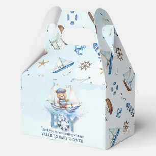 可愛い航海の青いボートテディベア男の子ベイビーシャワー フェイバーボックス