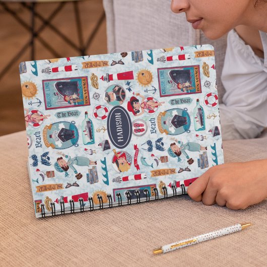 可愛い航海の青い赤い海パタガーリーーン ノートブック