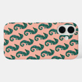 可愛い航海風ターコイズ&コーラルシー・ホース柄 Case-Mate iPhoneケース (裏面 (横))