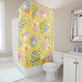 可愛い色のフローラモダンlレトロlイエロー シャワーカーテン (インサイチュ)