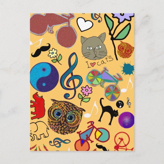 可愛い色ガーリー柄 ポストカード (正面)