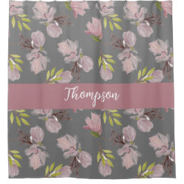 可愛い色スタイリッシュ書名灰色 シャワーカーテン