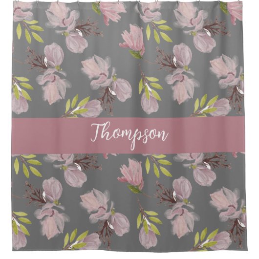 可愛い色スタイリッシュ書名灰色 シャワーカーテン (正面)