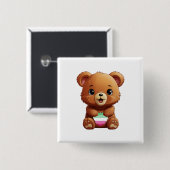 可愛い色人種プライドクマのピン、色人種ボタン 缶バッジ (正面&裏面)