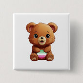 可愛い色人種プライドクマのピン、色人種ボタン 缶バッジ (正面)