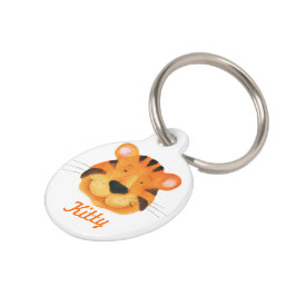 可愛い色彩の鮮やかトラの猫の名前と詳細のペットのラベル ペット　ネームタグ