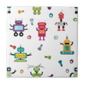可愛い色数々ののロボット子供ロボットシームレス タイル (正面)