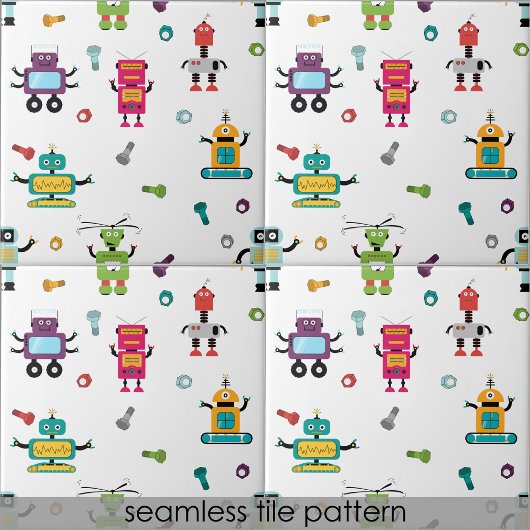 可愛い色数々ののロボット子供ロボットシームレス タイル